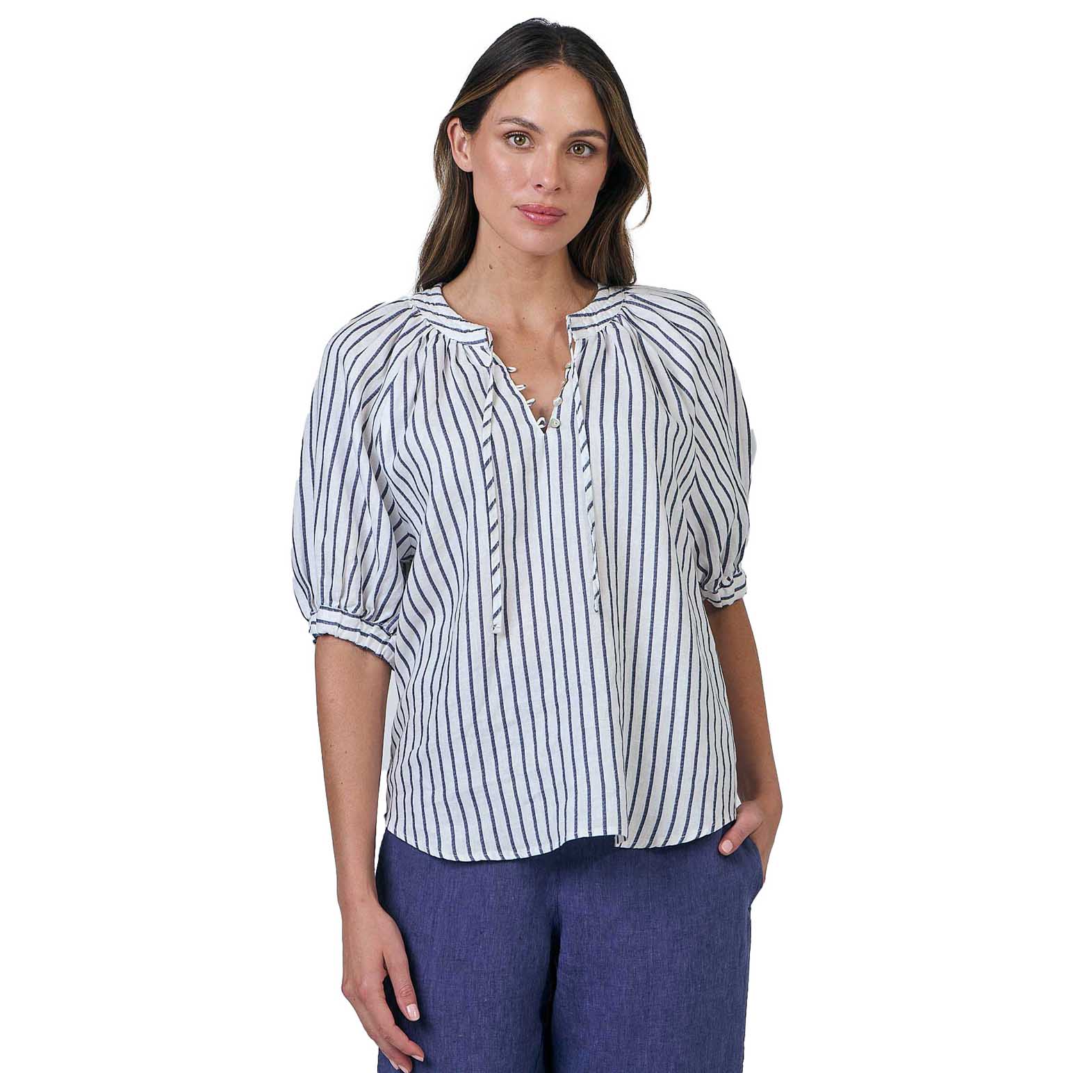 Naturals By O & J Blueberry Stripe Top